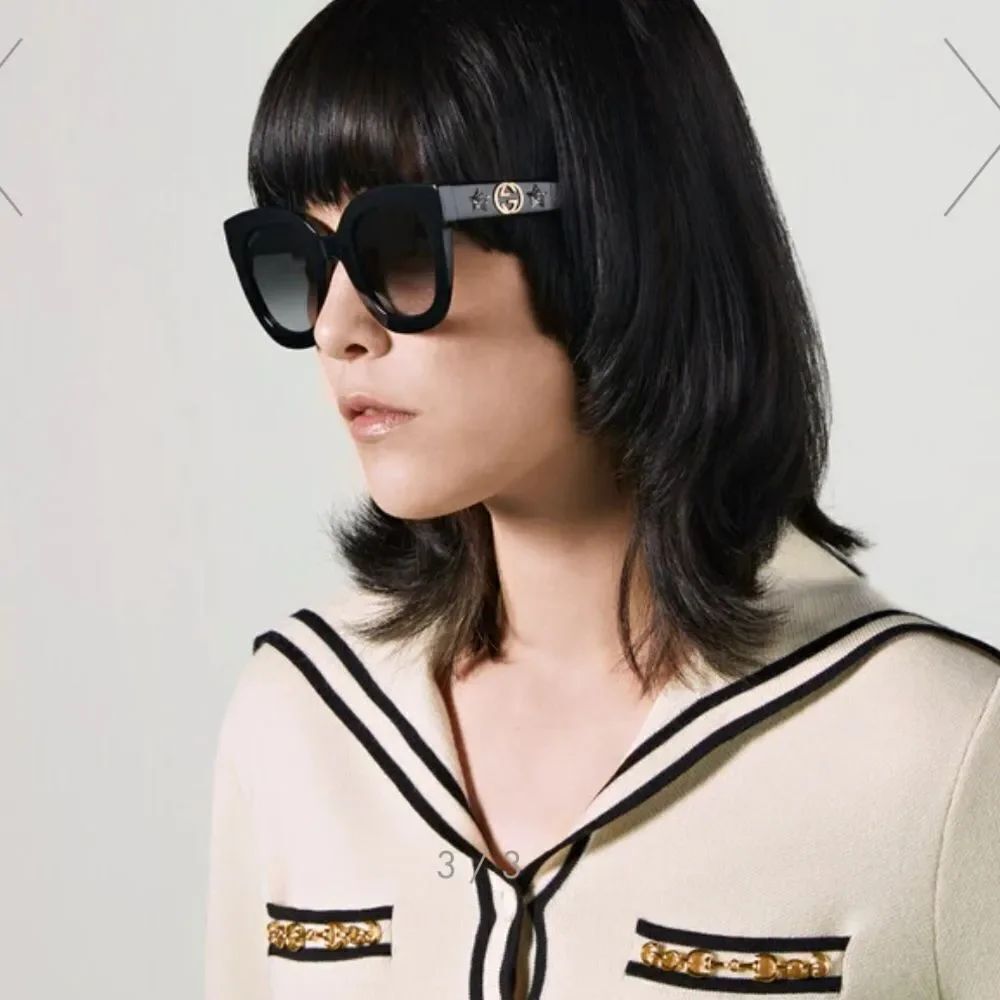 Gucci acetate star bee round frame sunglasses unisex mens/womens black